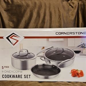 New In Box Never Opened Cornerstone 5 Piece Stainless Cookware Set